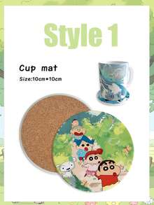 CRAYON SHINCHAN 蜡笔小新动漫周边圆形杯垫创意可爱隔热陶瓷水杯防滑垫