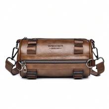 1pc Vintage Soft Leather Bucket Crossbody Bag, Adjustable Strap, Multiple Pockets, Casual Everyday Use, Commuting, Travel, Shopping, Ideal Gift - Brown
