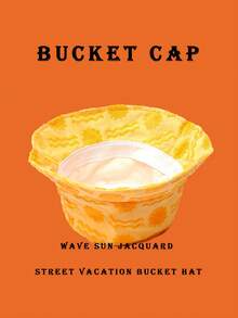 1pc Polyester Casual Street Style Sun Wave Pattern Bucket Hat, Suitable For Spring, Summer, Autumn And Winter Winter Outfits