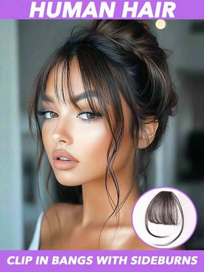 Bangs Hair Clip In Bangs Hair Extensions Hair Wispy Bangs Hair Clip On Bangs Hair Fake Bangs Clip In With Temples Hairpieces For Women Natural Black Wigs Bangs Clip For Daily Wear
