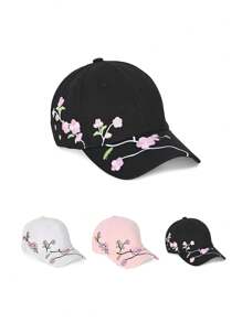 1pc Flower Embroidered Baseball Cap, Washable Adjustable Hat, Fashion Breathable Versatile Outdoor Sun Visor, Great Gift For Holidays