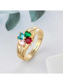 One Piece Customized Women's Birthstone Ring, Fine Women's Jewelry Gifts, Mother's Day Gifts, Valentine's Day Gifts, Birthday Gifts, Wedding Anniversary Gifts, Christmas Gifts, High Grade Gifts For Friends And Classmates Graduation Gifts For Family Members - Multicolor - View 3