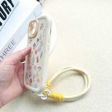 Ốp lưng silicon họa tiết hoa lá thời trang, 1 chiếc, họa tiết ngôi sao và chữ cái nhiều màu sắc, kèm dây đeo cổ tay, phù hợp cho thanh thiếu niên, tương thích với iPhone 17/17 Air/17 Pro Max/17 Pro/16/7/8/11/12/13/14/15/X/XR/Xs/Plus/Pro/Pro Max/SE2/16E, quà tặng mùa xuân. - cổ trắng - Xem 6