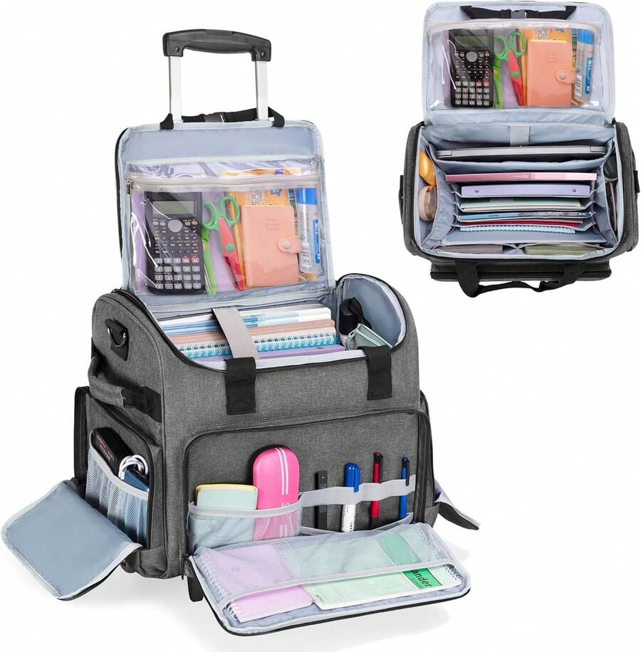 Rolling Teacher Bag, Rolling Cart For Teachers With Wheels, Large Teacher Tote Bag For Women, Gray (Patented Design) - Gray_ - View 1
