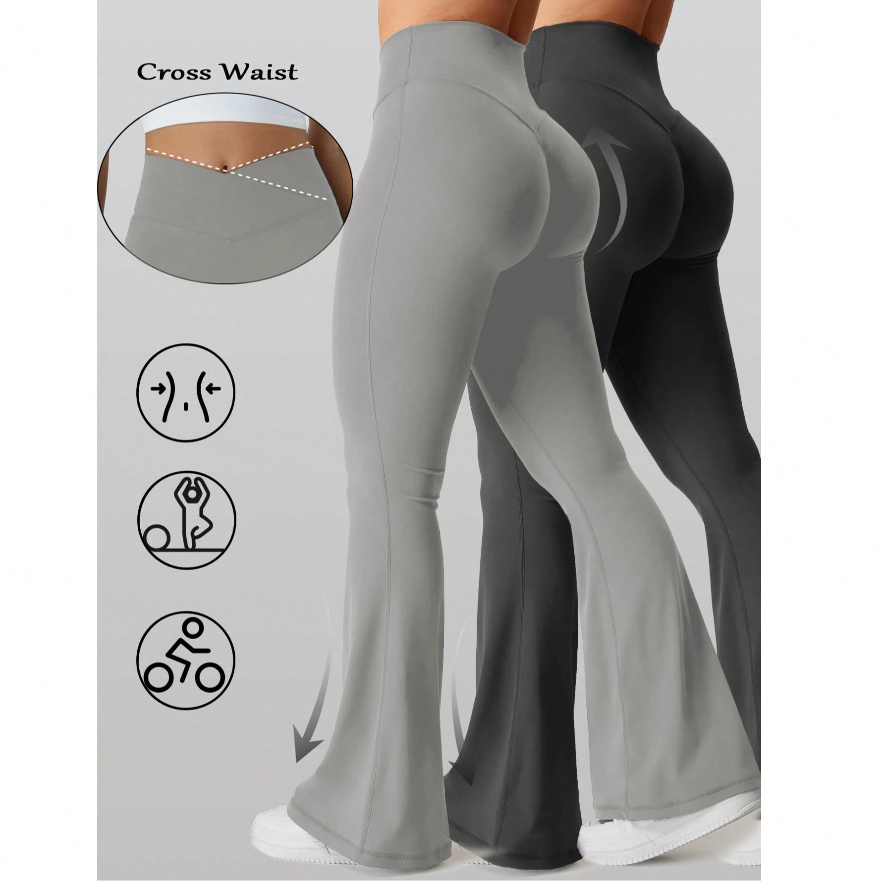 Piezas Leggings de yoga levantadores de glúteos para mujeres, pantalones acampanados de cintura alta para entrenamiento diario, leggings acampanados