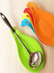 1pc Heat Resistant Silicone Spoon Rest - Multipurpose Kitchen Mat For Spoons & Forks, Random Color, Spoon Holder | Vibrant Kitchen Accessory | Easy To Clean Mat, Countertop Spoon Rest