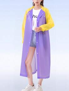 1 件女式全长连帽雨衣，一体式设计，适用于摩托车/自行车雨披，成人户外雨衣 - 彩色 - 查看 6