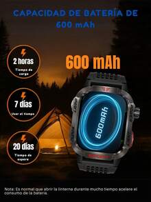 Reloj inteligente resistente para hombres Effeokki con llamadas inalámbricas, pantalla IPS de 2.01 pulgadas, talla grande de 100 modos deportivos, rastreador de actividad física, altitud, presión atmosférica, brújula, linterna LED, resistente al agua IP68, compatible con iPhone y Android para exteriores y aventura - Negro - Ver 9