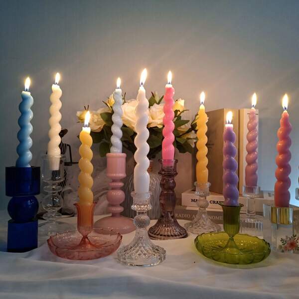 2Pcs Of 7.28in Long Candles, Perfect For Grand Occasions Like Banquets, Weddings And Family Gatherings To Create A Romantic And Solemn Atmosphere. These Candles Are Made Of Smokeless Soy Wax And Available In A Variety Of Beautiful Colors. They Can Also Be Used As Home Art Decorations, Suitable For Halloween, Creating A Spooky Atmosphere, Autumn, Festivals, Holidays, Winter, Room Decor, And Can Also Be Used As Birthday Gifts Or Graduation Gifts.