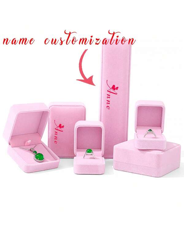 1pc Customized Velvet Jewelry Box, Gift Packaging Box For Ring, Pendant, Bracelet, Necklace, Pearl Box, Mother's Day, Birthday, Valentine's Day, Wedding Accessory Storage Box, Pre-Order