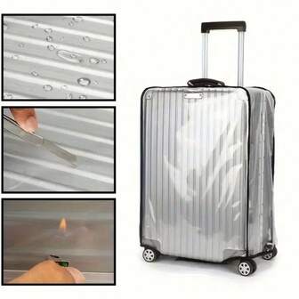 1件装PVC可拆卸通用超透明行李箱套，行李箱套，行李箱保护套，防尘套，防刮套，旅行行李防尘套，旅行行李保护套，带轮行李箱套，适用于20英寸/22英寸/26英寸/28英寸/30英寸行李箱，加厚旅行必备，透明防刮。