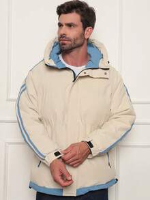 Men's Windbreaker Jacket Waterproof Mountaineering Trail Trekking Climbing Winter Lined Water Resistant Casual Lightweight Sports High Collar Removable Hood Softshell Cold Shelter Mountain Sailing Hiking Fishing - 米色 - 查看 6