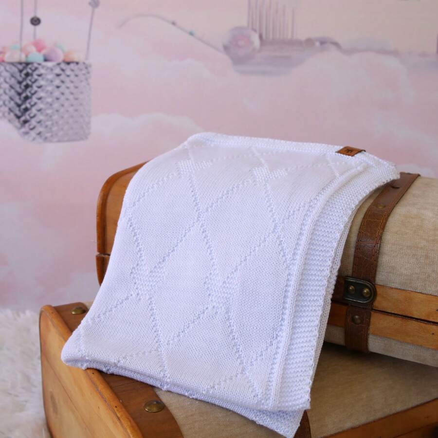Knitted Baby Blanket Warm Maternity Blanket With Heart - 白色 - 查看 1