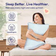 Adjustable Cooling Gel Memory Foam Pillows Queen Size For Sleeping 1 Pack,Firm Thick Bamboo Rayon Shredded Foam Bed Pillows For Side, Back, Stomach Sleepers Washable Breathable Pillowcase,College Dorm - Đen và trắng - Xem 9