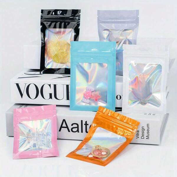 50Pcs/ Bag Color Self Sealing Packaging Bag DIY Jewelry Making Production Used For DIY Packaging Jewelry Accessories Sealed Packaging Bag Anti Oxidation Transparent Packaging Bag