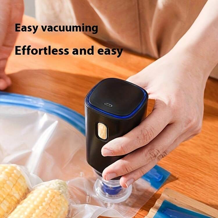 Sellador al vacío portátil - Sellador al vacío manual para uso doméstico, máquina selladora al vacío de 5.1*2 pulgadas, sellador al vacío, mini sellador al vacío, sellador, bolsas de vacío reutilizables 4 piezas (22*21cm) + 1 pieza (26*34cm), sellador al vacío USB - Multicolor - Añade 4