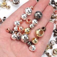 20-100 件/包 CCB 圆形大孔珠，多种款式选择，时尚休闲百搭金/银手工 DIY 串珠，适用于手链、项链、珠宝制作、吊坠、装饰配件 - 大孔珠 - 查看 3