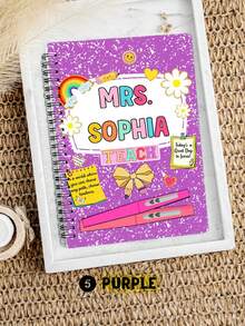 Cuaderno personalizado con espiral, escala horizontal y líneas para maestros, regalo de aprecio a maestros, regalo de regreso a clases, regalo del Día del Maestro, expresión de gratitud a maestros, útiles escolares, regreso a clases, útiles escolares con dibujos animados, kawaii, personalizado, único, personalizado, trabajadores, clientes, estudiantes, para negocios/trabajo/oficina, para la escuela - Multicolor - Ver 17