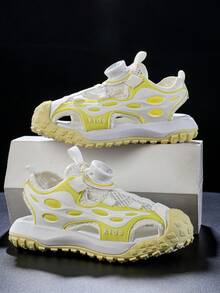 1 Pair Kids' Fashion Sport Sandals, Comfortable Close-Toed Design - Yellow - View 3