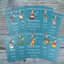 10pcs/Set Thank You Gift Set Including Cards, Christmas Themed Keychains, Charm Items Suitable For Family And Friends - Teacher's Day, Christmas, Thanksgiving, And Lucky Gifts