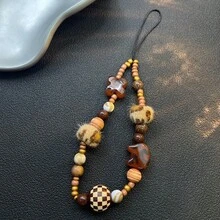 复古豹纹手机挂饰、挂绳、相机带、串珠挂绳，适用于包包、手机、相机 - 彩色 - 查看 15