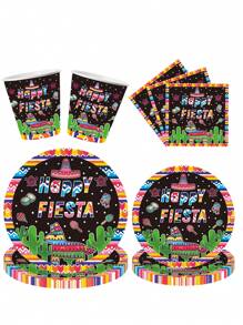 10 piezas Platos de papel desechables mexicanos con diseños de rayas de colores, adecuados para fiestas de cumpleaños, fiestas familiares, reuniones con amigos y fiestas de verano al aire libre.