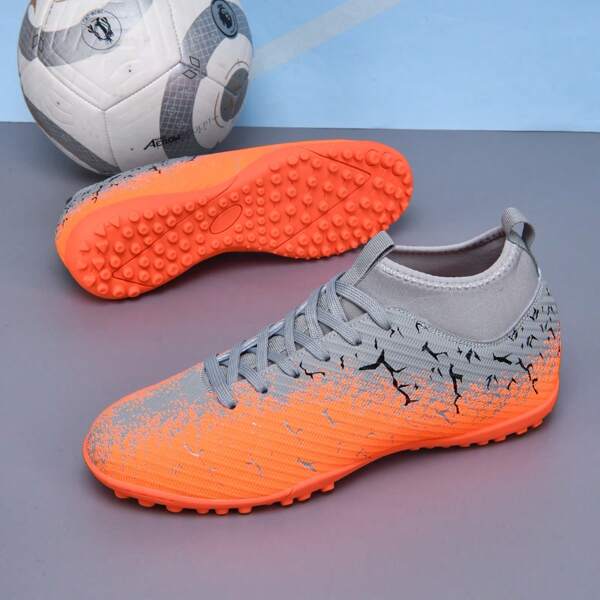 1 Pair High-Top Football/Soccer Cleats For Adults, Youth & Children, Outdoor Team Sports Shoes, Non-Slip And Wear-Resistant, Suitable For TF, Artificial Turf, Sand, Natural Grass, And Indoor Fields, Lace-Up Design, Lightweight High-Performance, Anti-Slip For Men And Women