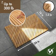 Alfombra de baño de bambú negro de alta calidad: durable, resistente al agua, antideslizante | Un accesorio versátil y lujoso para cualquier espacio como baños, entradas, áreas al aire libre, spas - 24 x 16 (rectangular) - Ver 5