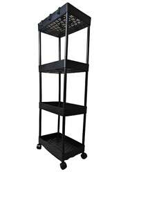 **Carrito Organizador de 4 Niveles con Ruedas y Ganchos – 90cm Altura |   Plástico duradero |   Para Baño, Cocina o Sala,negro  o blanco |   Hecho en México*