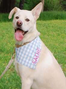 Personalized Plaid Dog And Cat Headscarves With Elasticity - Customizable Pet Scarves, Stylish And Comfortable - Perfect As Dog Gifts. Features Include Plaid Headscarves, Dog Themes, Retro, Casual, Unisex, Old Money Style, Fashionable, Cute, Customizable, Personalized, Unique. Ideal Customized Gifts For Him Or Her, Suitable For Pets And Summer Use.