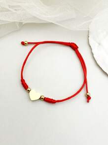 Mazuer 1 pieza Pulsera de cuerda roja con forma de corazón y diseño minimalista con temática de playa de verano y vintage para mujer, diseño versátil para citas, regalos bohemios, festivales, fiestas, uso diario y vacaciones