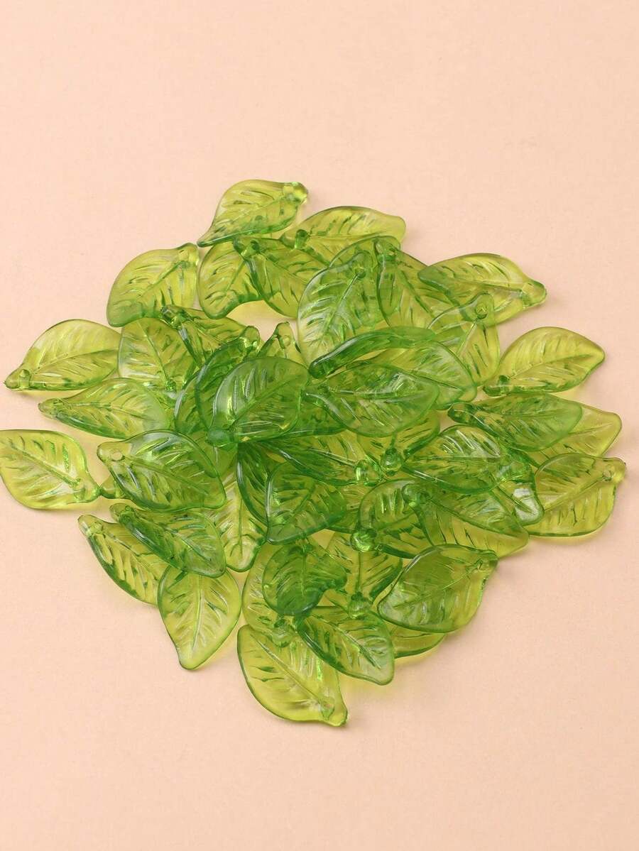 100 件透明绿叶 DIY 珠宝配件 - 淺綠色 - 查看 1