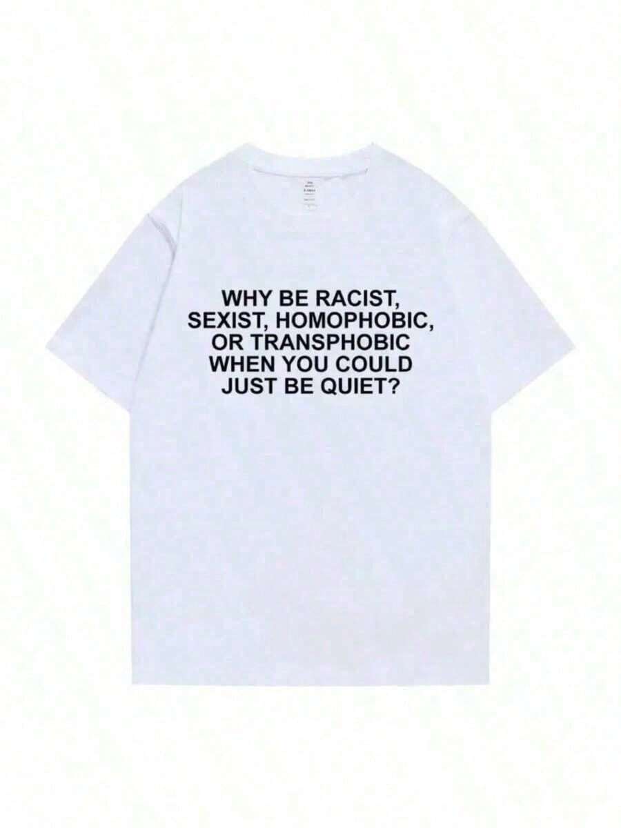 Why Be Racist Frank Blonde Hip Hop TRENDSS Tshirt Ocean Hip-Hop T Shirt Men Casual Short Sleeve -Versatile Basic T-Shirts Tee Comfortable Men Tops - 白色 - 查看 1