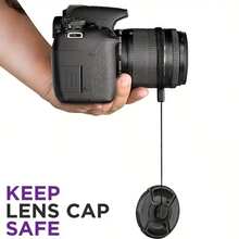 2/4件套镜头盖固定器，单反相机镜头盖带，镜头盖绳，线缆挂绳，通用型，适用于奥林巴斯单反相机，数码单反相机镜头盖系绳 - 黑色 - 查看 2
