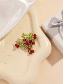1pc Women's Handmade Cranberry Metal Brooch, Suit/Dress Accessory