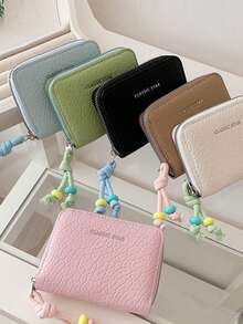 彩色串珠零钱包INS多卡位硬币钱包简约大容量钱包多功能拉链包女士钱包迷你钱包零钱包卡包 - 彩色 - 查看 5