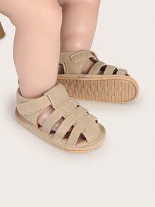 夏季婴儿鞋，婴儿软底防滑凉鞋，0-1岁清新儿童鞋，0-6-12个月幼儿鞋 - 杏色 - 查看 3