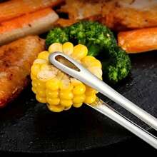 2 件套不锈钢餐钳套装，防锈防刮，有金色和银色可选，户外食物夹适用于烧烤、沙拉、水果、甜点，多功能厨房用具