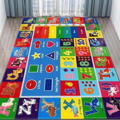 1pc Kids Game Carpet, Children Play Mat ABC Educational Area Rug, Toddler Baby Playroom Mat, Alphabet Animals Soft Non-Slip Kids Rug For Boys Girls Bedroom