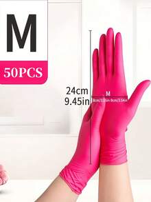 深粉色一次性丁腈手套，防水、耐用、轻便，适用于家庭清洁、宠物护理、染发，无铅无酒精（S/M/L码），多用途清洁手套，时尚清洁手套，厨房用户专用 - 彩色 - 查看 15