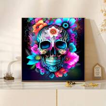 1pc [30*30cm/11.8*11.8in] [40*40cm/15.7*15.7in] 5D Acrylic Diamond Painting Kit, Skull Pattern, Suitable For Adult Beginners DIY Mosaic Diamond Art, Full Drill Handmade DIY Diamond Painting For Living Room, Bedroom, Office Wall Decor, Surprise Art Home Decor Gift For Friends And Family