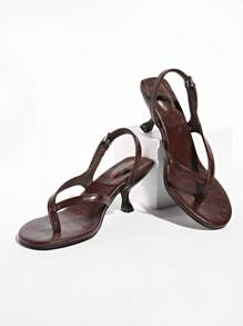 French-Style High Heel Sandals For Women, New Summer Design With Toe Strap, Stiletto Heel, Back Strap, Sexy Thong Sandals
