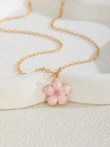 1pc Fashionable & Versatile Floral Pendant Necklace, Sweet & Fresh Nature-Inspired Korean Style Minimalist Flower Choker Suitable For Party, Date, Beach, Holiday, And Daily Wear