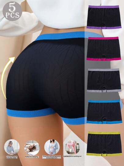 5pcs/Set Seamless Comfortable Lifting Soft Butt Tightening Sports Shorts, Quick Dry Suitable For Yoga, Daily Wear, Anti-Chafing Bike Shorts For Women