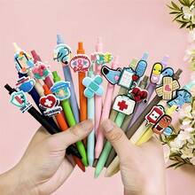 5/10/20 piezas Bolígrafos con temática de enfermera, accesorios de trabajo divertidos para enfermeras, set de bolígrafos de gel de tinta negra, regalo para asistentes de enfermería, enfermeras en práctica, enfermeras escolares, maestros de enfermería, futuras enfermeras, adecuado para útiles escolares y temporada de regreso a clases - Multicolor - Ver 2