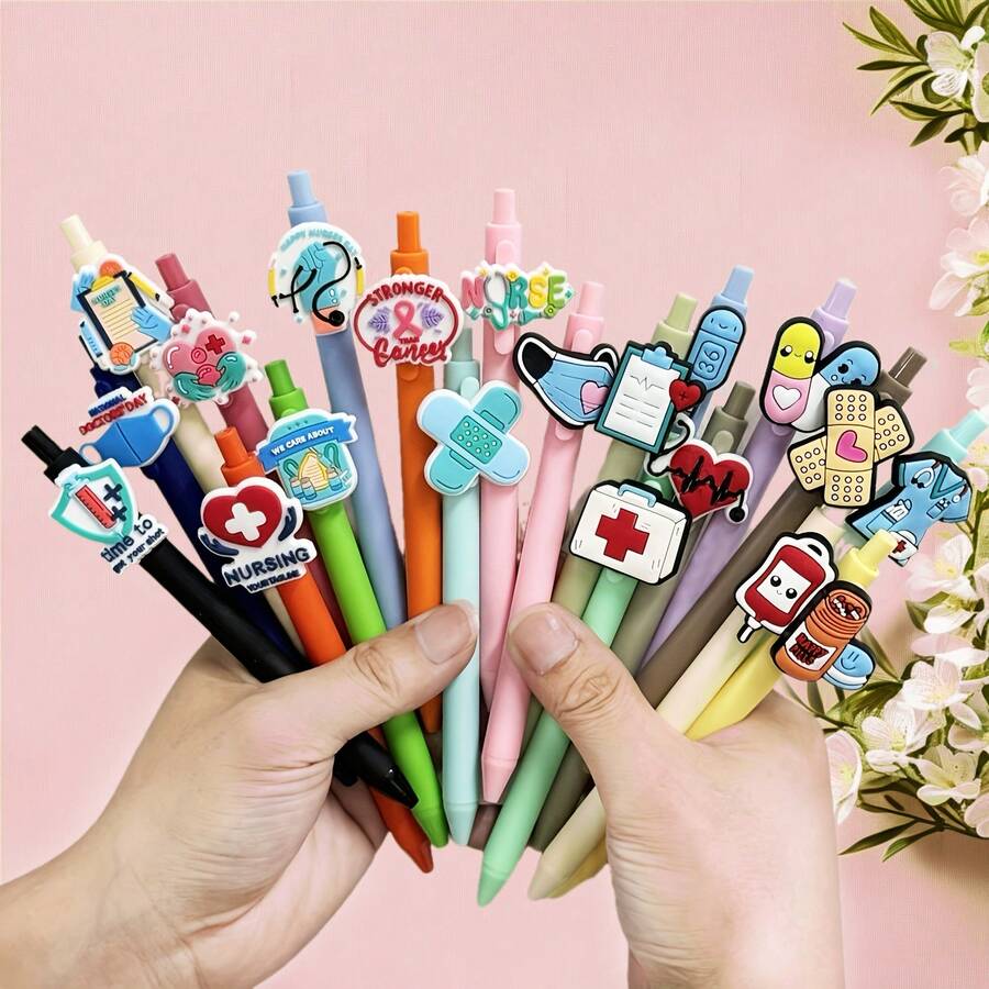 5/10/20 piezas Bolígrafos con temática de enfermera, accesorios de trabajo divertidos para enfermeras, set de bolígrafos de gel de tinta negra, regalo para asistentes de enfermería, enfermeras en práctica, enfermeras escolares, maestros de enfermería, futuras enfermeras, adecuado para útiles escolares y temporada de regreso a clases