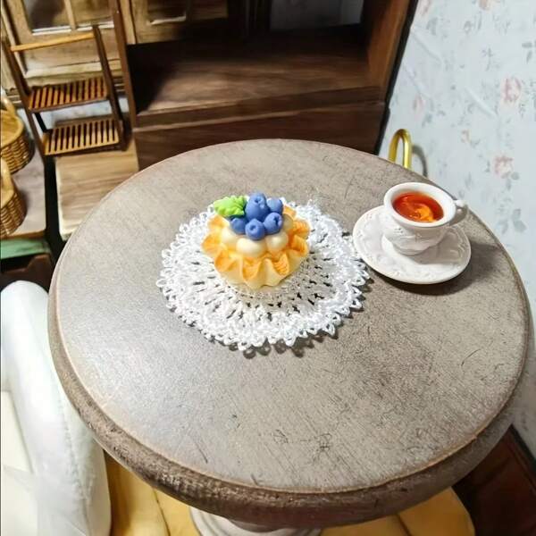 3pcs Miniature Lace Table Placemats, 1/12 Scale Fabric Ornament, Suitable For Dollhouse Decoration, DIY Photography Props& Furniture Accessories-Ideal For Christmas, New Year,Ramadan,Graduation Decorations