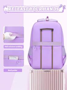 3PCS Girls School Backpack Set With Bowknot, Lunch Box Bag & Pencil Case, Lightweight Multi-Pocket Student Bookbag, Fits 15.6 Inch Laptop, Travel Backpack, Back To School Essential, Ideal Birthday Gift 