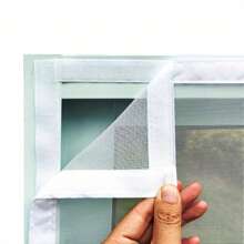Selbstklebender Reißverschluss Fenster Fliegengitter - Mückenschutz, lichttransparent, aus weißem Polyester, verschiedene Größen, leicht abwaschbar, schnurlos Design für Schlafzimmer & Wohnbereiche Selbstklebender Reißverschluss Fenster Fliegengitter Mückennetz, weiß, einfach zu installieren, verschiedene Größen, Polyestergitter Stoff, transparentes Innenleben-Design, einfach zu installierende Abschirmung, transparentes Gitter Design Raumdekoration Wohndekoration Wohnzimmerdekoration Vorhänge