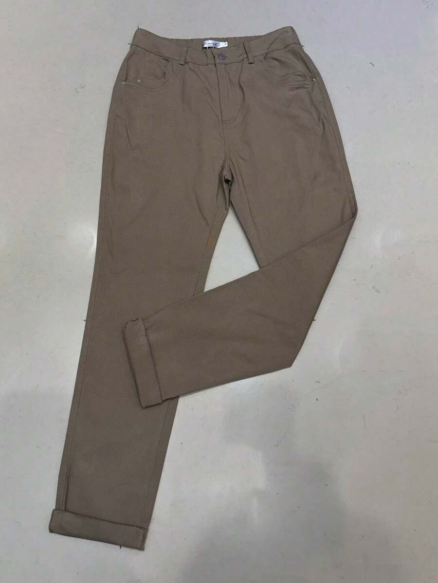 Twill Pants With Lots Of Elastane - Màu Khaki - Xem 1